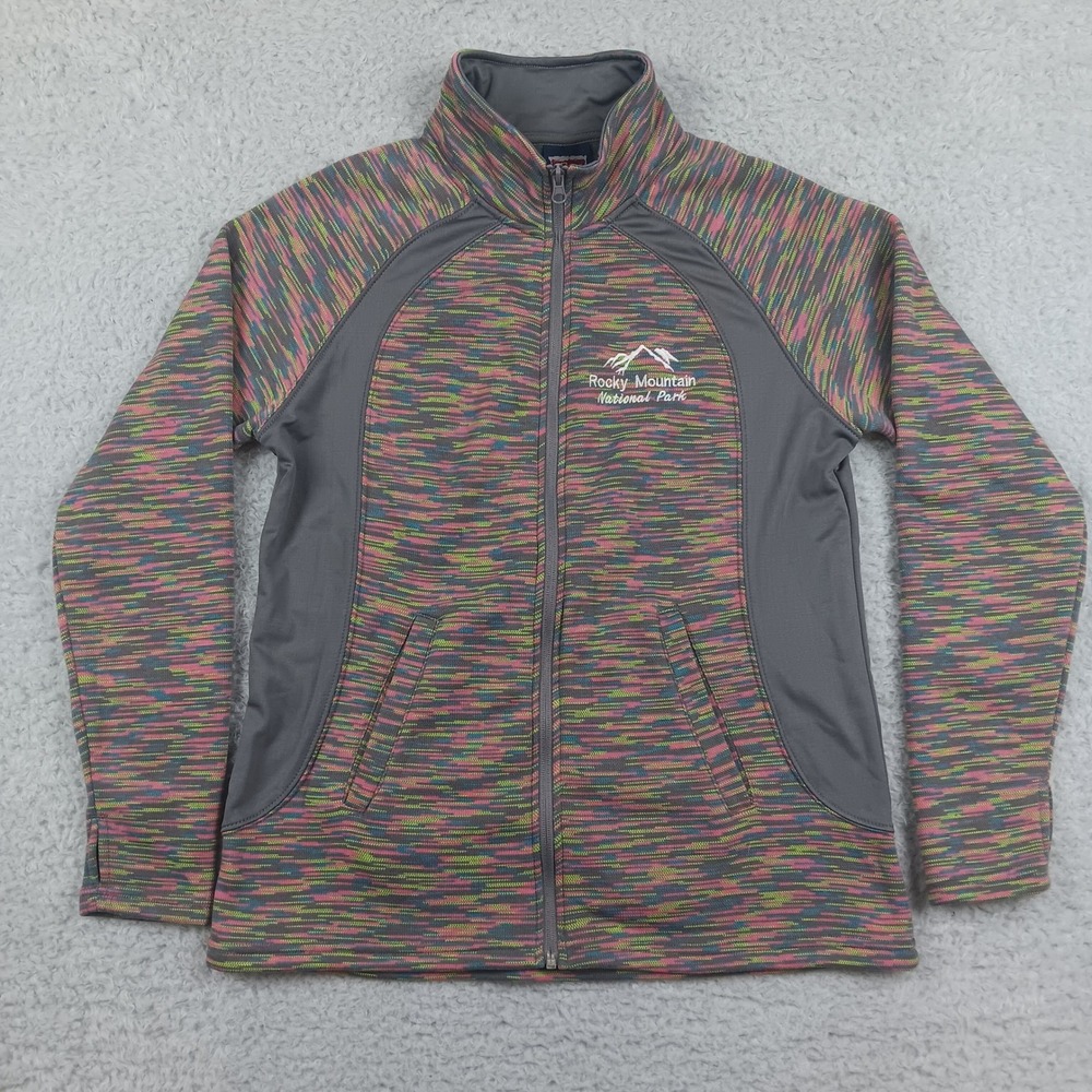 Tipsy Jacket Rocky Mountain National Park Women M Gray Space Dye Full Zip Fleece